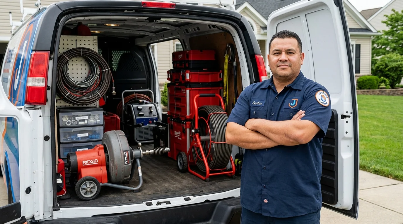 Professional drain cleaning equipment and Johns Plumbing LLC plumber in Matador