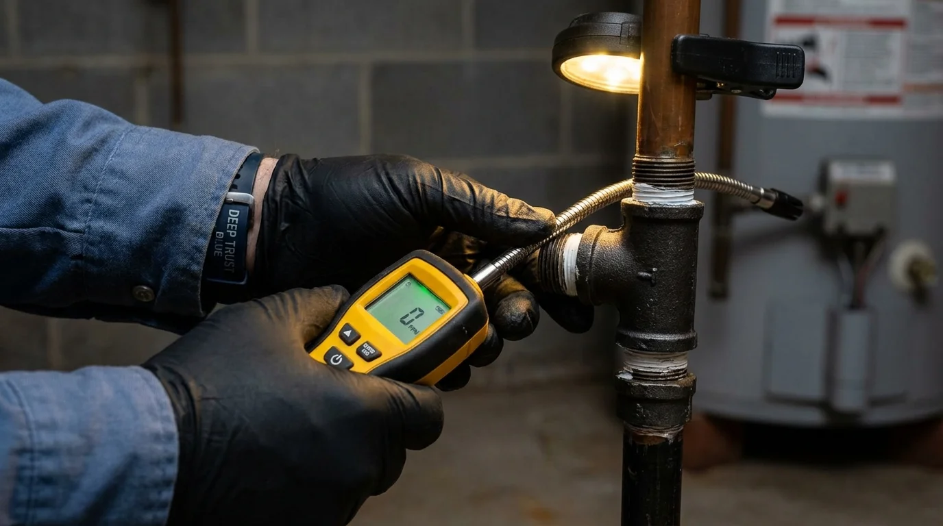 Gas leak detection with electronic sniffer by Johns Plumbing LLC in Matador