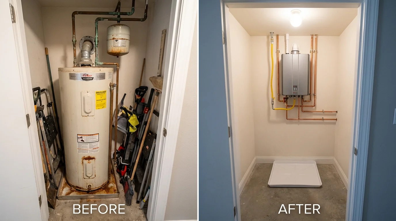 Tank water heater versus wall-mounted tankless unit comparison for Matador, TX homeowners