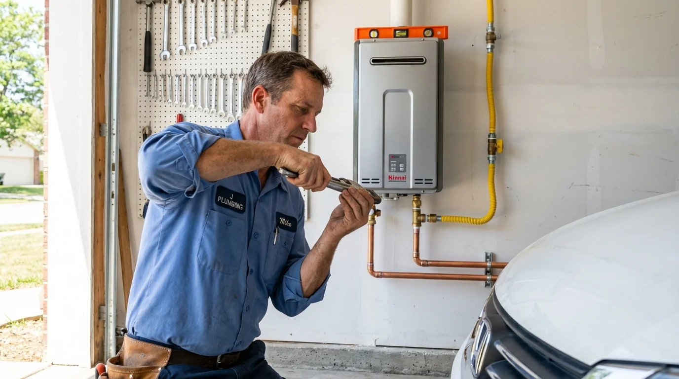 Tankless water heater installation by a Johns Plumbing LLC plumber in Matador